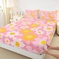 thumbnail image 4 of Feelyou Dreamy Pink Floral Twin Sheet Sets, Kawaii Cartoon Twin Fitted Sheet, Cherry Blossoms Flower Flat Sheet, Lightweight Room Decor, 3 Pieces, 4 of 8