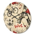 thumbnail image 3 of Designart 'Vactor Illustration Paris Eiffel ' Mid-Century Modern Wood Wall Clock, 3 of 5