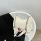 thumbnail image 2 of Bolso de hombro con cremallera para mujer, correa única, estilo bajo el brazo, bolso de mano beige a cuadros de felpa, 2 of 8