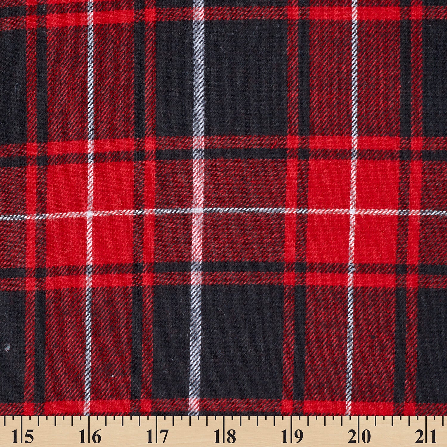 Flannel Brushed Hypoallergenic Cotton Tartan Plaid Geometric #20 Yarn Dyed Fabric By The Yard To Sew Apparel, Accessories, & Décor - Red / Black (10 Yards)