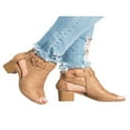 thumbnail image 2 of Women Buckle Peep Toe Low Block Heel Ankle Booties Boots Sandals Shoes Size, 2 of 2