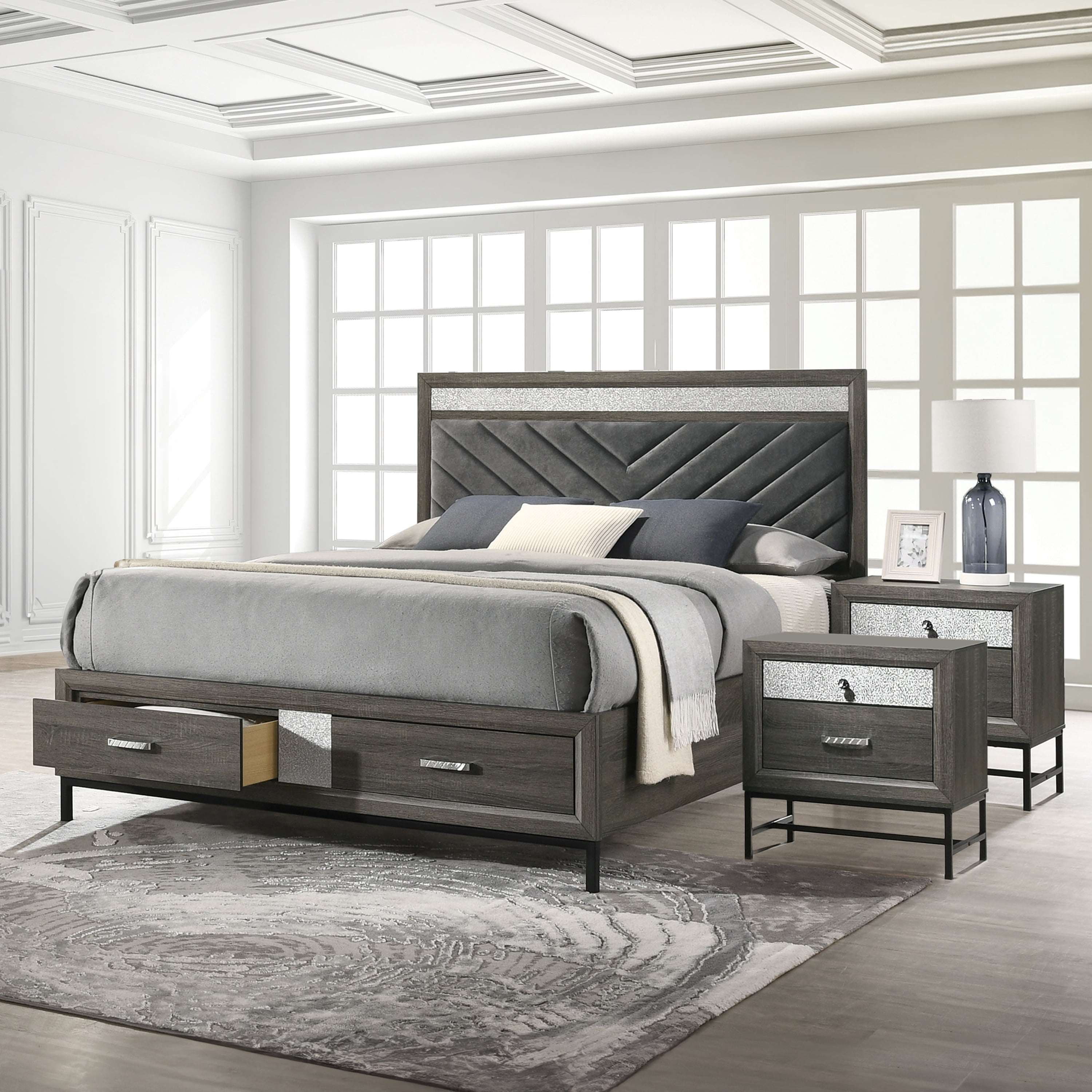 Furniture of America Joolen Wood Gray 3-Piece Full Bedroom Set