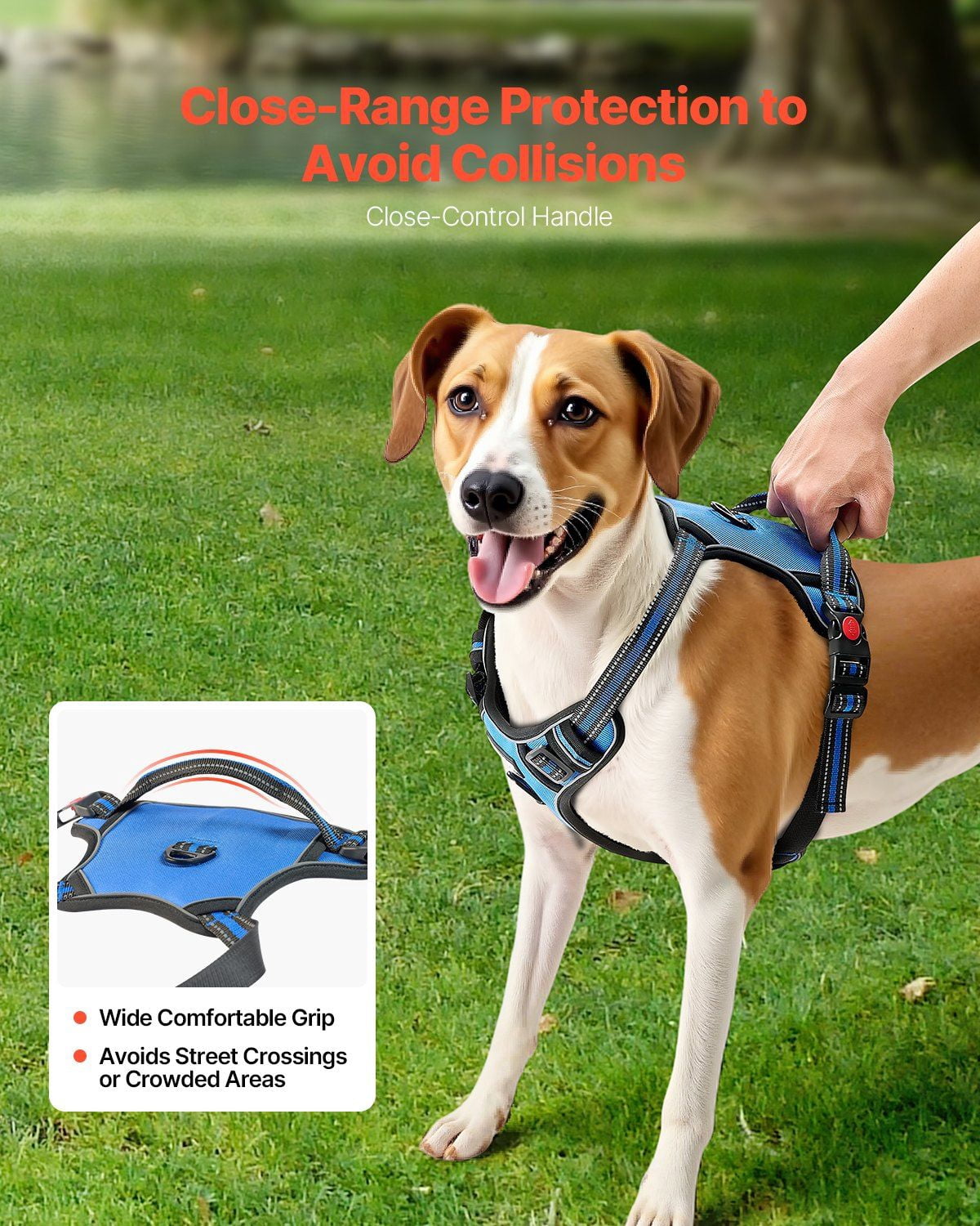 Large Dog Harness No Pull Adjustable Pet Vest with 5ft Leash Handle Metal Rings Buckles Reflective Stitching 600D Oxford Fabric for Training Walking Hiking
