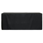 Your Chair Covers - 8 ft x 18 inches Fitted Polyester Rectangular Tablecloth Open Back Black