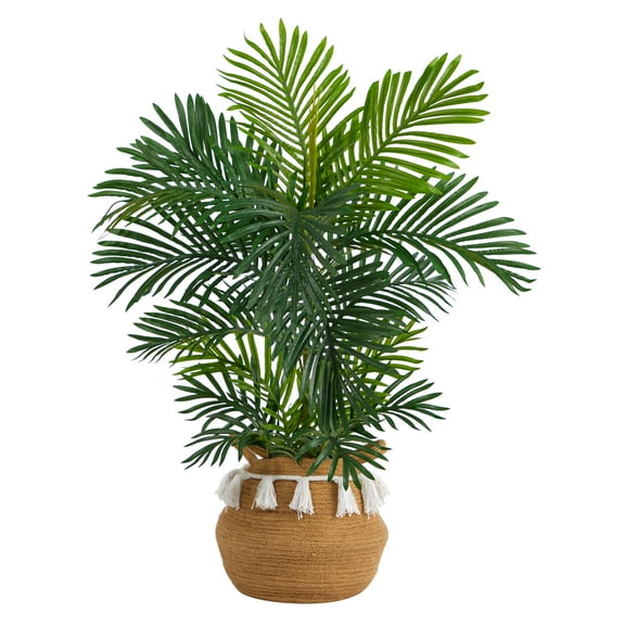 Nearly Natural 40" Areca Palm Artificial Tree in Woven Planter with Tassels