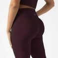 thumbnail image 5 of YITTY Active Women's Ultraluxe Kick Flare High Waist Legging, Athleisure, 4-Way-Stretch, Burgundy, M, Petite | 28" Inseam, 5 of 7