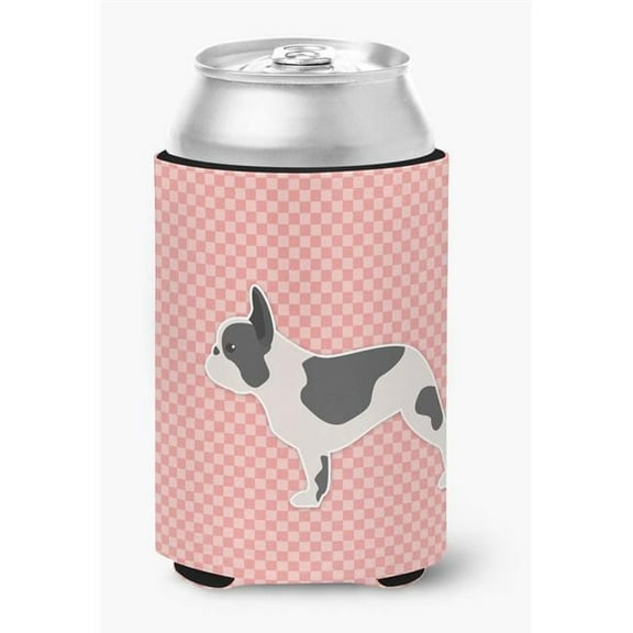 French Bulldog Checkerboard Pink Can or Bottle Hugger