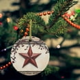 thumbnail image 2 of Retro Western Star Red Berry Christmas Ceramic Ornament 2025,3" Round Xmas Tree Hanging Accessories with Gold Ribbon, 2 of 5
