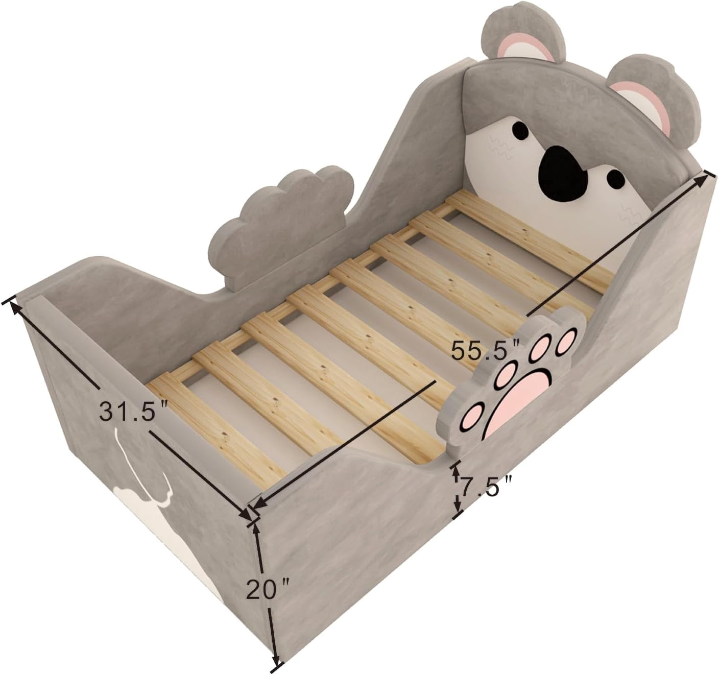 Toddler Beds, Child Bed for Kids with Extra Safty Broad, Standard Crib Size Animal Toddler Bed, Certified Fabric Toddler Beds,Toddler Floor Beds