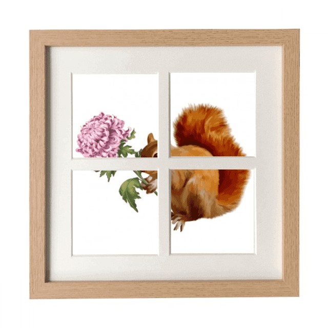 Écureuil Chrysanthème Automne Cadre Mur Table Affichage 4 Ouvertures Image