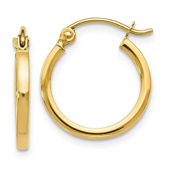 14k Yellow Gold Polished Hinged Hoop Earrings - .8 Grams - Measures 15x15mm Wide 1.5mm Thick