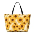 thumbnail image 2 of Rocae Vintage Marble Pattern Sunflower for Large Women's Waterproof Beach Bag Tote with 7 Pockets Pool Bag for Travel Gym Vacation, 2 of 6