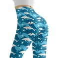 thumbnail image 5 of DISNIMO Dolphin Printed Workout Yoga Pants for Women, High Waisted Workout Leggings Tummy Control Yoga Pants Leggings for Workout Sport, Blue and White, XS, 5 of 6