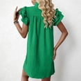 thumbnail image 3 of Aellinatey Womens Dresses V-Neck Drawstring Ruffle Cap Short Sleeve Side Pockets Dress, 3 of 10