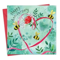 Twizler Anniversary Card - Bees & Heart Happy Wedding Anniversary Greeting Card for Couple - Husband Anniversary Card for Him - Wife Anniversary Card for Her - Mom and Dad Anniversary Card