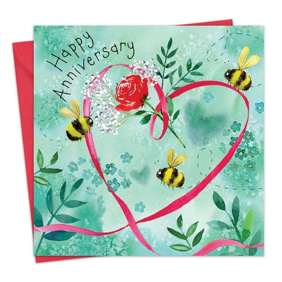 Twizler Anniversary Card - Bees & Heart Happy Wedding Anniversary Greeting Card for Couple - Husband Anniversary Card for Him - Wife Anniversary Card for Her - Mom and Dad Anniversary Card
