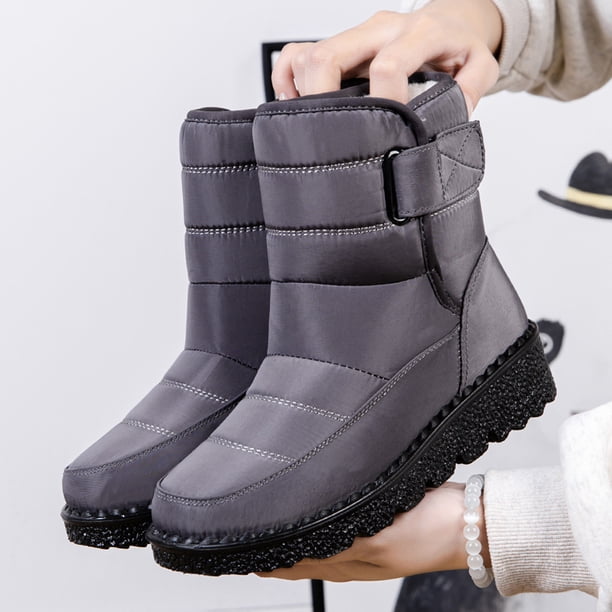 Botas para clima frío para mujer impermeables resistentes al viento con gancho y bucle para viajes al aire libre