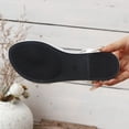 thumbnail image 6 of Women's Flat Sandals, Faux Leather Adjustable Elastic Strap Shoes, Comfortable Wide Width Casual Dress Sandals for Daily Work Summer, Black/White, 6 of 10