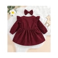 thumbnail image 3 of Kiapeise Toddler Baby Girls Corduroy Dress Long Sleeve Ruffle Button Vintage Princess Fall Dress, 3 of 9
