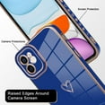 thumbnail image 3 of Luxury Love Heart Compatible with iPhone 11 Case Cute for Women & Girls with Glitter Gold Plated Design Upgraded Full Camera Protection Soft TPU Shockproof Phone Cover-Blue, 3 of 10