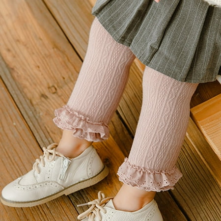 

〖TOTO〗Baby Care Kids Toddler Baby Girls Autumn Winter Children With Fleece And Thick Cotton Lace Warm Leggings Trousers