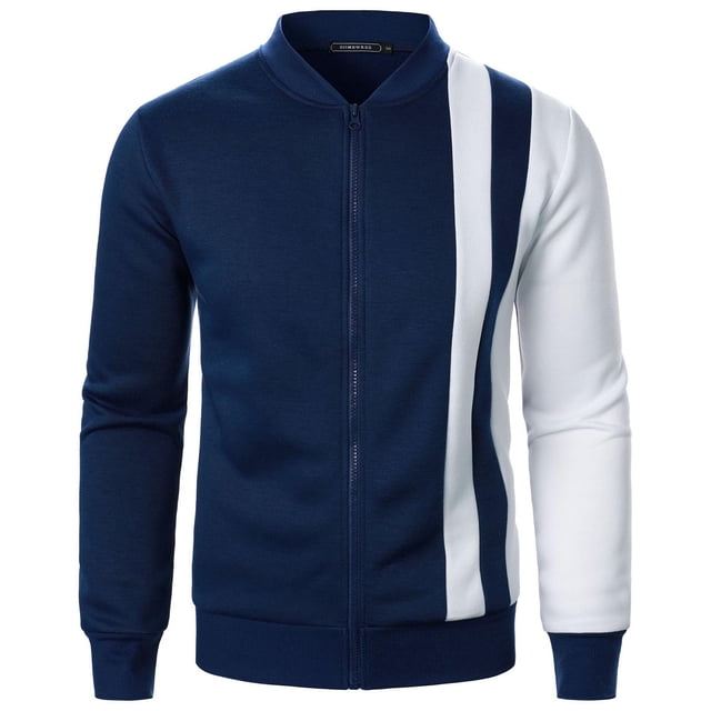 Men's Jacket Lightweight Bomber Jacket Color Block Zip Up Windbreaker Casual Fall Baseball Jackets with Pockets