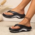 thumbnail image 2 of GPOECD Women's Summer Slide Sandals Comfortable Thick Sole Flip Flops Outdoor Beach Travel Toe Post Slippers Casual Wear With Jeans Black,10, 2 of 7