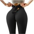 thumbnail image 5 of Abcnature Yoga Pants for Women with Pockets, High Waisted Athletic Running Workout Leggings 7/8 Length, Ladies Hip Lifting Elastic Leggings with Bow Black L, 5 of 7