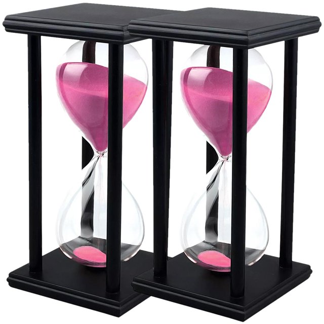 Relojes de Arena Discretos VentDepot SandGlidePink 2Pzas 60min Negro/Rosa Madera/Vidrio/Arena