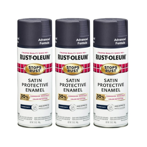 (3 Pack) RustOleum Stops Rust Advanced Satin Classic Navy Protective