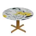 thumbnail image 3 of HENGT  Floral Tablecloth Round, Flower Decoration Table Cloth for Spring Summer, Waterproof Fabric Free Table Cover for Kitchen, Dining Room, Party, Picnic, Camping, Yellow White, 3 of 7
