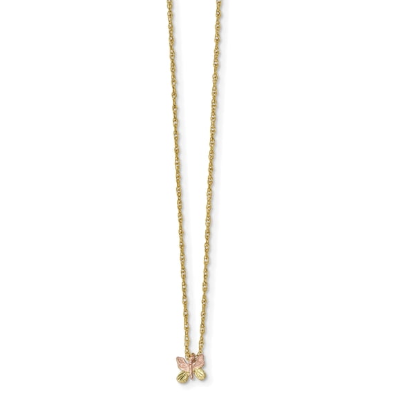 10k Tri-Color Black Hills Gold Butterfly Necklace