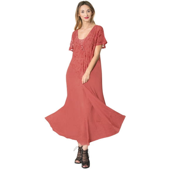 HAPPY BAY Women's Summer Loose Flowy House Wear Swing Dresses L-XL Peach, Solid