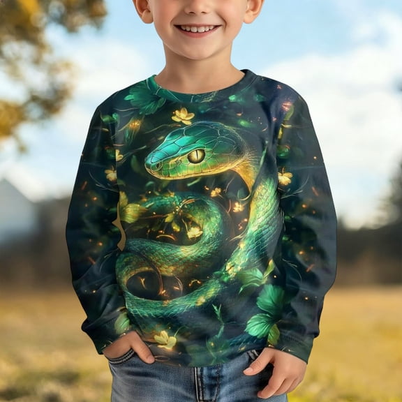 Toddler Kids Girls Boys T Shirts Long Sleeve Casual Cartoon Print Shirts Crewneck Top For Playwear Casual Blouse 3-4 Years