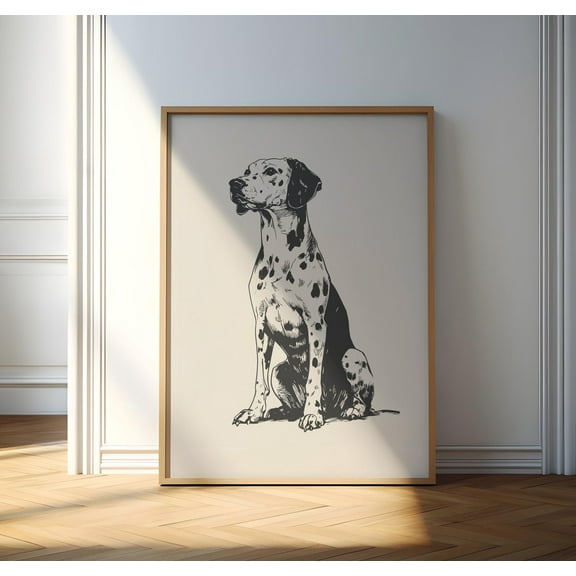 Dalmatian Dog Retro Art, Dog Wall Decor, Antique Vintage Painting, Farmhouse Poster, Country Wall Art, Dog Drawing, Farmhouse Print Wall Art, Modern Wall Decor, 8x12 UNFRAMED