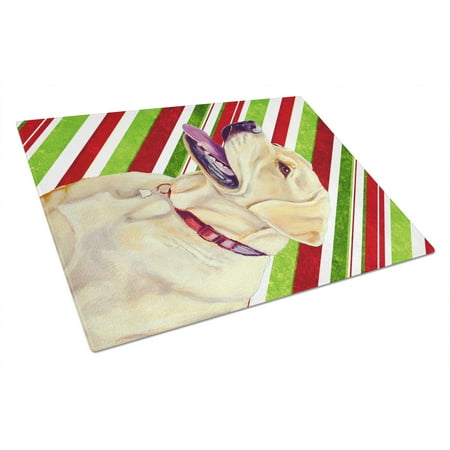 

Carolines Treasures LH9248LCB Labrador Candy Cane Holiday Christmas Glass Cutting Board Large 12H x 16W multicolor