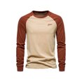 thumbnail image 1 of Nituyy T-Shirt à Manches Longues pour Hommes Col Rond Contrasté Patchwork Décontracté d'Automne, 1 of 4