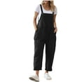 thumbnail image 2 of GZWYHT Jumpsuits for Women Overalls for Women Women's Solid Color Fashionable Casual Loose Bib Pants Loose Jumpsuit Rompers for Women Womens Rompers for Summer Black L, 2 of 7