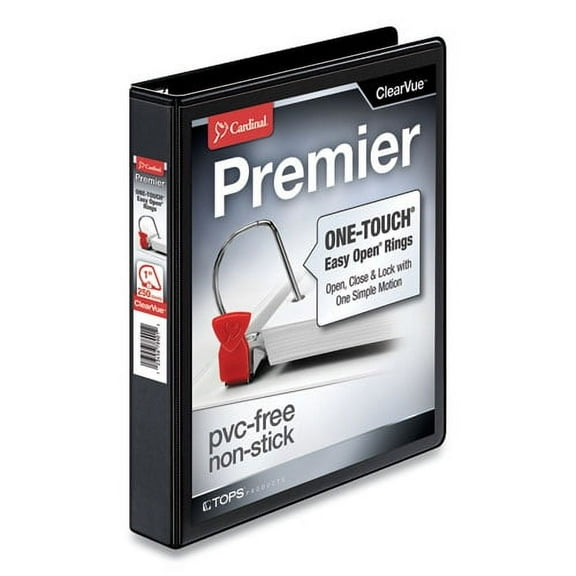 Premier Easy Open Clearvue Locking Slant-D Ring Binder, 3 Rings, 1" Capacity, 11 X 8.5, Black | Bundle of 2 Each
