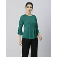 thumbnail image 2 of Moomaya Womens Solid Bell Sleeves Top, Round Neck Pleated Buttoned Viscose Top, 2 of 7