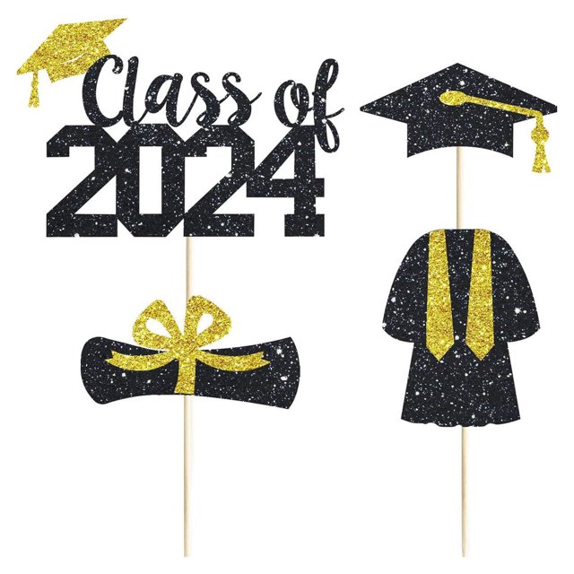 LCXmlly Cake Photo Props Eco Friendly 2024 Graduation Cake Toppers Sparkling Design for Party Decor