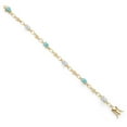 thumbnail image 2 of Gem Stone King 18K Yellow Gold Plated Silver Blue Apatite and White Moissanite and Round White Lab Grown Diamond Tennis Bracelet for Women (3.11 Cttw, Gemstone Birthstone, Oval 6X4MM, 7.25 inches), 2 of 4