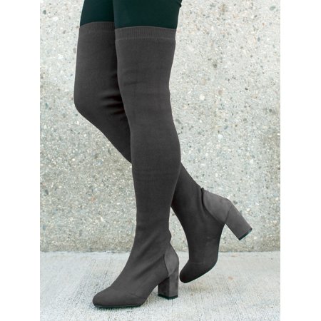 nature breeze over the knee women's sock boots in olive