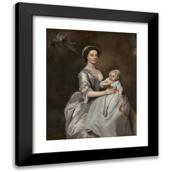 Joseph Highmore 12x14 Black Modern Framed Museum Art Print Titled - Mrs. Sharpe and Her Child (1731)