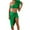 Green, variant on Oplxuo Women's 3D Flower One Shoulder Bikini Sets High Waisted Swimsuit with Beach Coverup Skirt Sarong 3 Piece Bathing Suit