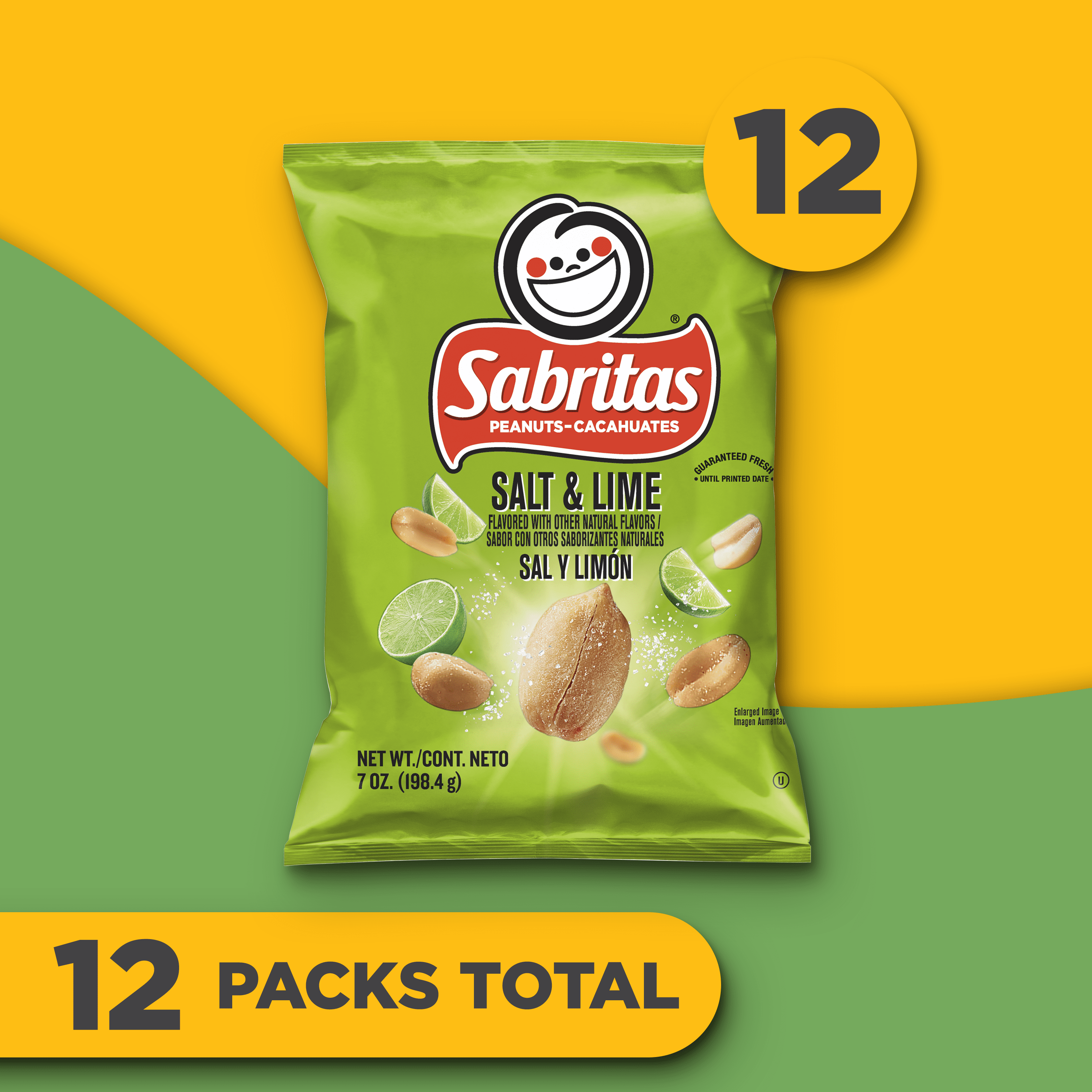 (12 pack) Sabritas Salt and Lime Flavored Peanuts, 7 oz Bag