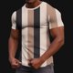 thumbnail image 5 of Ceisia Men's Summer Casual Slim Fit Crew Neck Short Sleeve T-Shirt Multi-Color Vertical Striped Waffle Knit Stretch Fabric Beige XXL Gifts, 5 of 6
