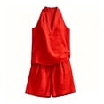 thumbnail image 6 of VBVC Women's Halter V-Neck 2 Piece Bermuda Short Sets , Summer Boho Vacation Matching Outfits For Women , Ladies' Sleeveless Suit Sets with Pockets,Red,S-2XL, 6 of 6