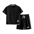 thumbnail image 5 of KPOPLK Toddler Baby Girl Summer Clothes 0 3 6 9 12 18 Months 2T 3T 4T Set Short Sleeves T-Shirt Tee Tops + Shorts Cute Outfits Set(10-11 Years,Black), 5 of 7