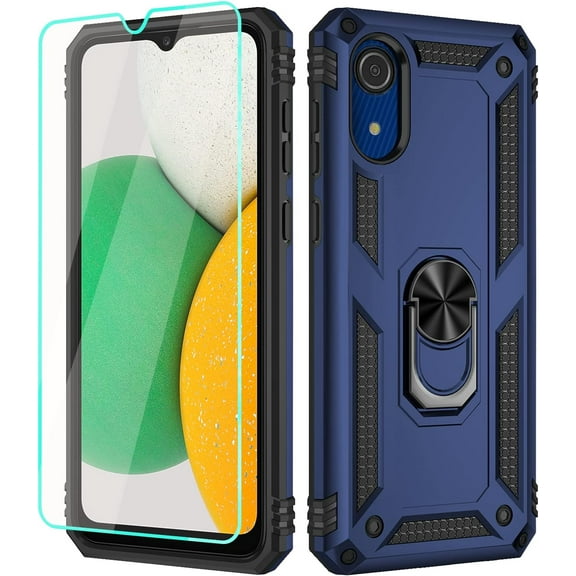 Galaxy A03 Core Case,Samsung A03 Core Case with Screen Protector,[Military Grade] 16ft Drop Tested Cover with Magnetic Kickstand Car Mount Protective Case for Samsung Galaxy A03 Core, Blue